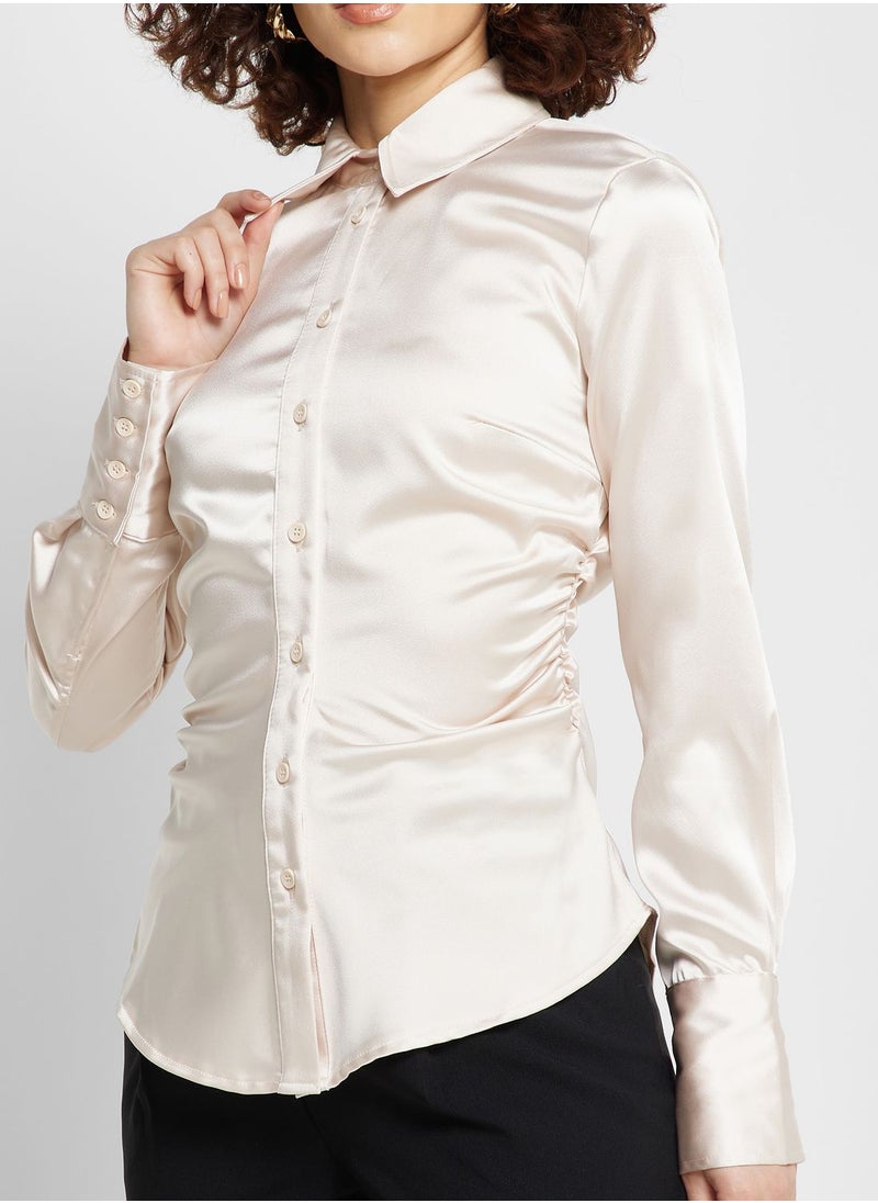 TOPSHOP - Ruched Side Shirt - Image 1