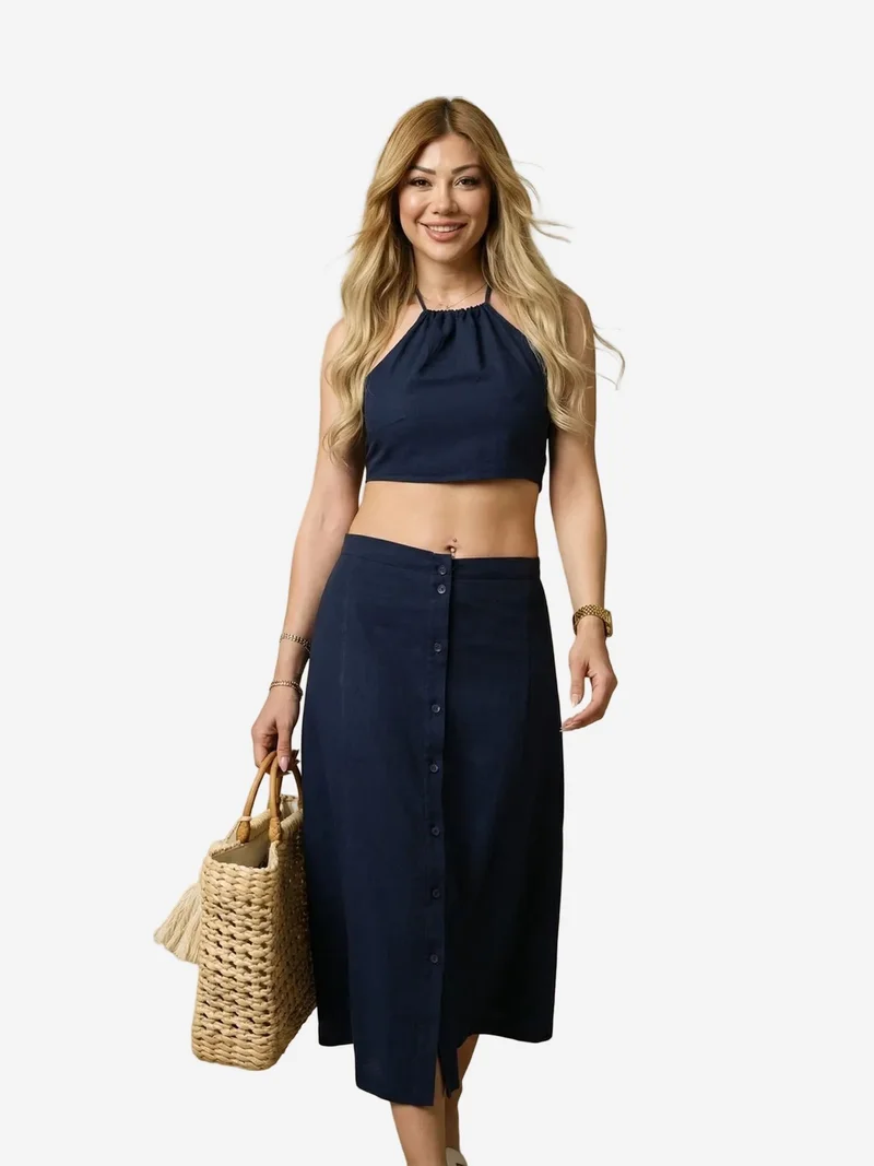 ماي فاشن MY FASHION Cotton Viscose Linen Two-Piece Coord