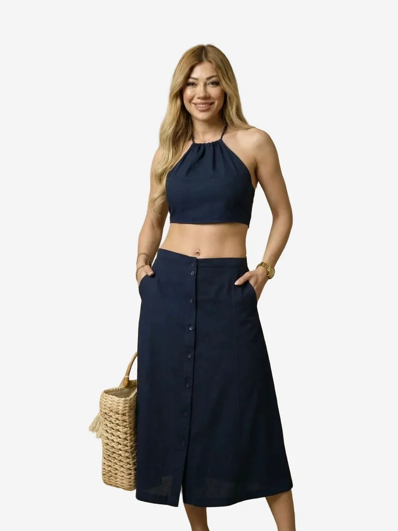 ماي فاشن MY FASHION Cotton Viscose Linen Two-Piece Coord