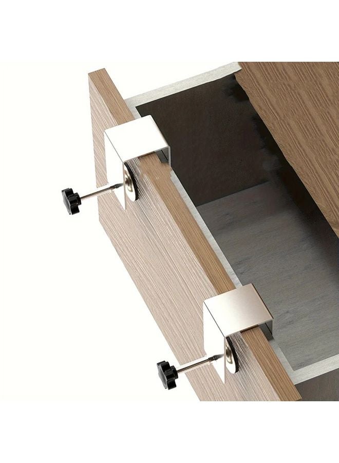 2pcs U Shape Stainless Steel Drawer Panel Clamps Quick Release Adjustable Woodworking Tool - Image 2
