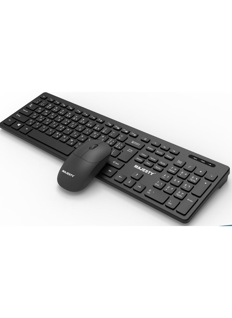 Majesty Majesty Wireless Keyboard and Mouse Combo [Arabic English Layout] for PC - Windows - Laptop - Android TV Box - USB 2.4GHz  - Image 1