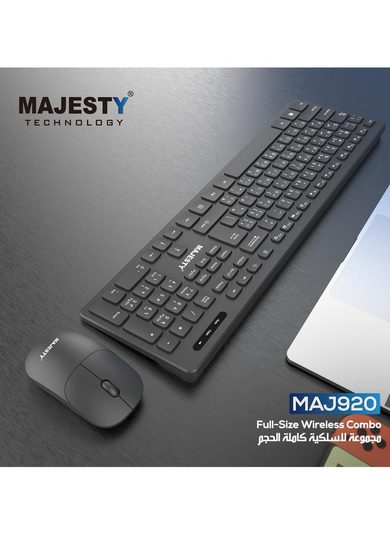Majesty Majesty Wireless Keyboard and Mouse Combo [Arabic English Layout] for PC - Windows - Laptop - Android TV Box - USB 2.4GHz  - Image 3