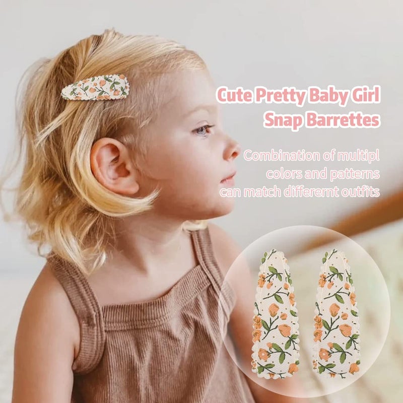 Yanwenx 20 Pcs Girl Hair Clips Floral Print Toddler Hair Clips Non Slip Wrapped Snap Hairpins for Kids Barrettes Hair Accessories for Baby Toddler Girls (Light Color) - Image 5