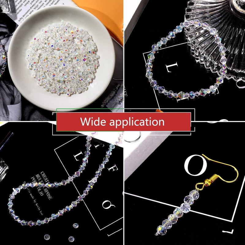 Sureio سوريو 1000 قطعة خرز كريستالي لصنع المجوهرات خرز صائد الشمس خرز بكون فضي لامع لصنع أساور وقلائد وأقراط ومعلقات للحرف اليدوية والجرس - Image 4