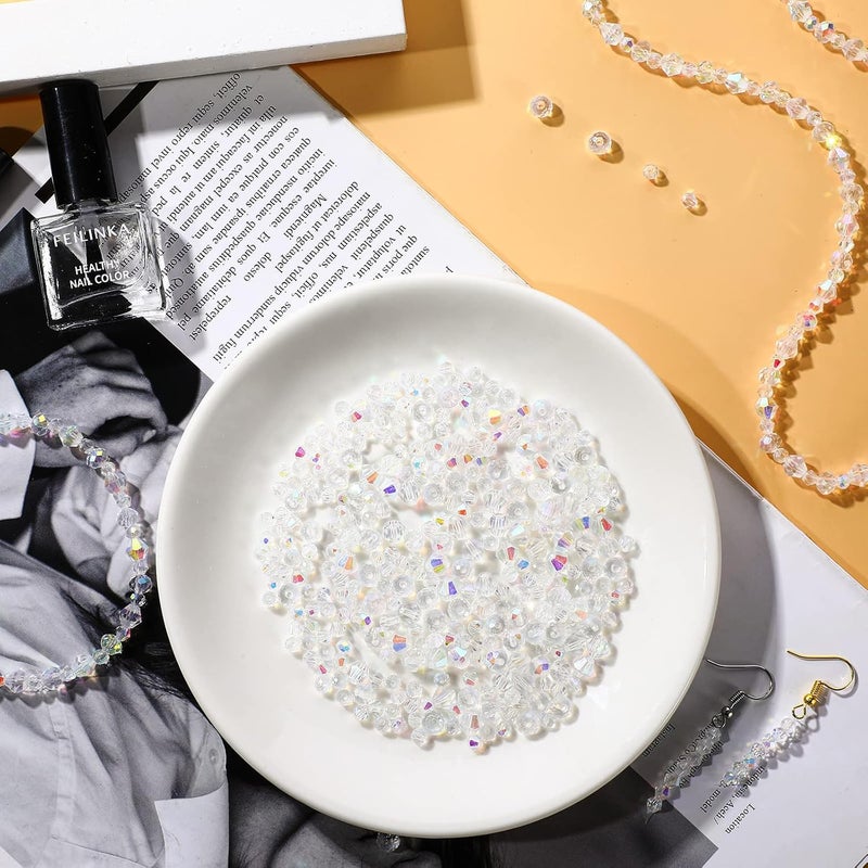 Sureio سوريو 1000 قطعة خرز كريستالي لصنع المجوهرات خرز صائد الشمس خرز بكون فضي لامع لصنع أساور وقلائد وأقراط ومعلقات للحرف اليدوية والجرس - Image 5