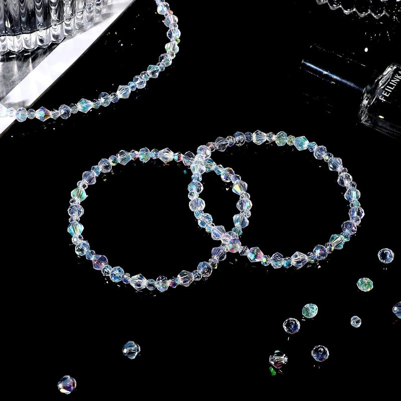 Sureio سوريو 1000 قطعة خرز كريستالي لصنع المجوهرات خرز صائد الشمس خرز بكون فضي لامع لصنع أساور وقلائد وأقراط ومعلقات للحرف اليدوية والجرس - Image 3