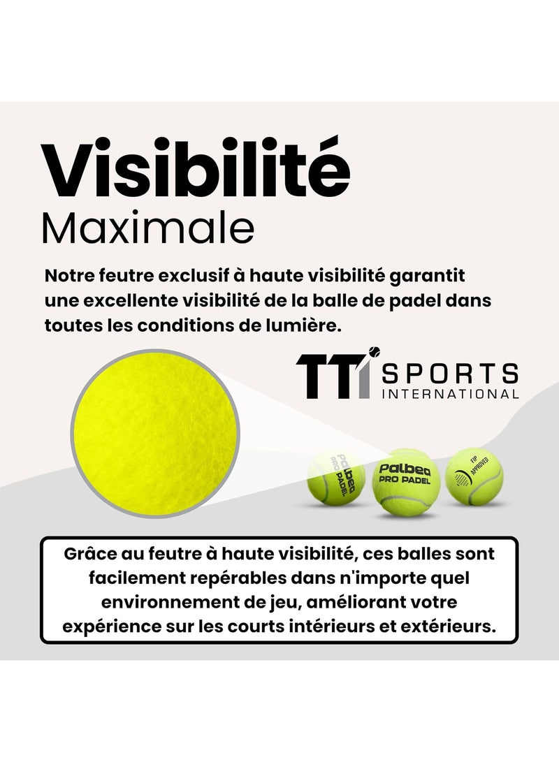Palbea PRO Padel Padel Balls. 1 Box x 3 FIP Approved Paddle Balls for Training and Tournaments. Suitable for All Sites. - Image 3