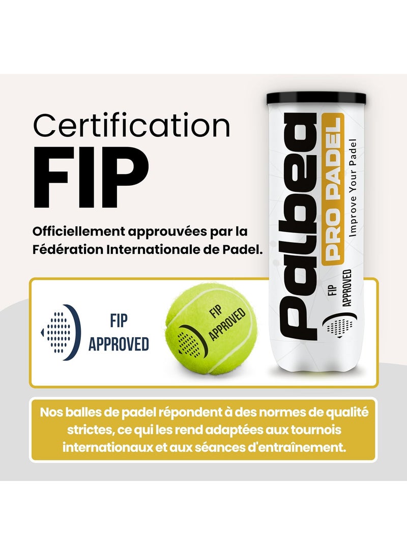 Palbea PRO Padel Padel Balls. 1 Box x 3 FIP Approved Paddle Balls for Training and Tournaments. Suitable for All Sites. - Image 2