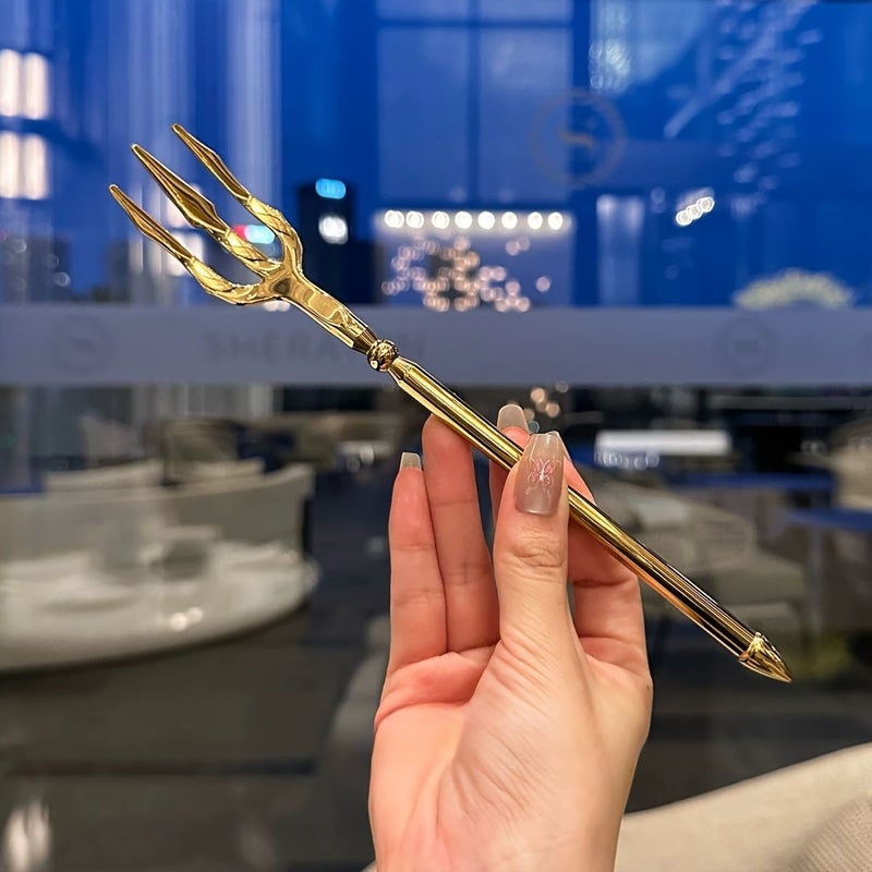 Stainless Steel Two Tone Dessert Fork Set Silver Gold Neptune Trident Salad Fruit Pasta Fork - Image 2