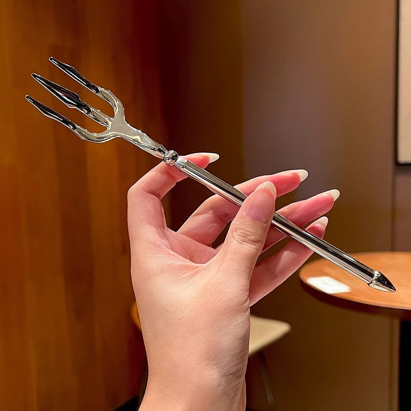 Stainless Steel Two Tone Dessert Fork Set Silver Gold Neptune Trident Salad Fruit Pasta Fork - Image 4