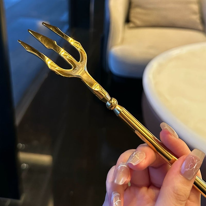 Stainless Steel Two Tone Dessert Fork Set Silver Gold Neptune Trident Salad Fruit Pasta Fork - Image 5
