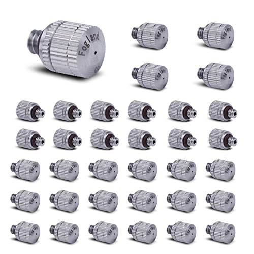 Fogland Misting Nozzles for Cooling System:35pcs Clogging-Prevent Cleanable Stainless Steel Mist Nozzles 0.024" Orifice 10/24 UNC for Patio Garden Trampoline - Image 1