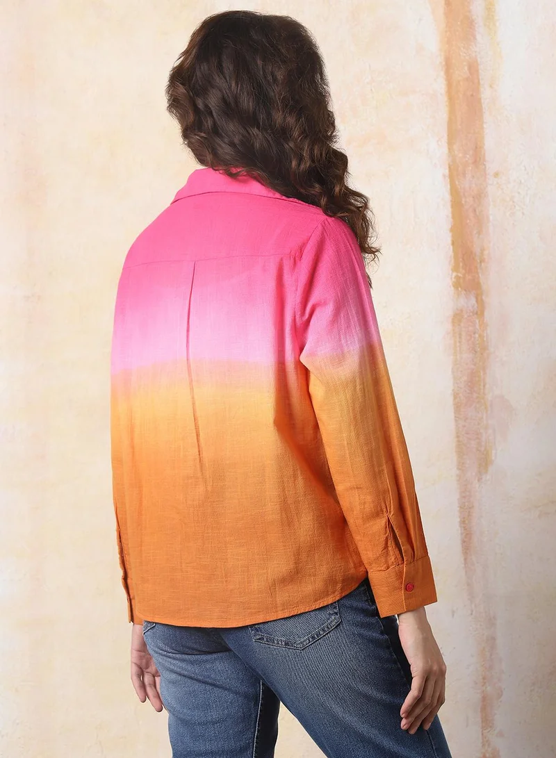 HIGH STAR Multicolour Women Comfort Fit Spread Collar Colourblocked Cotton Casual Shirt for Women | Best Price UAE