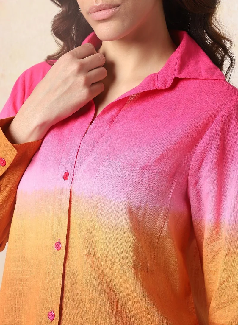 HIGH STAR Multicolour Women Comfort Fit Spread Collar Colourblocked Cotton Casual Shirt for Women | Best Price UAE