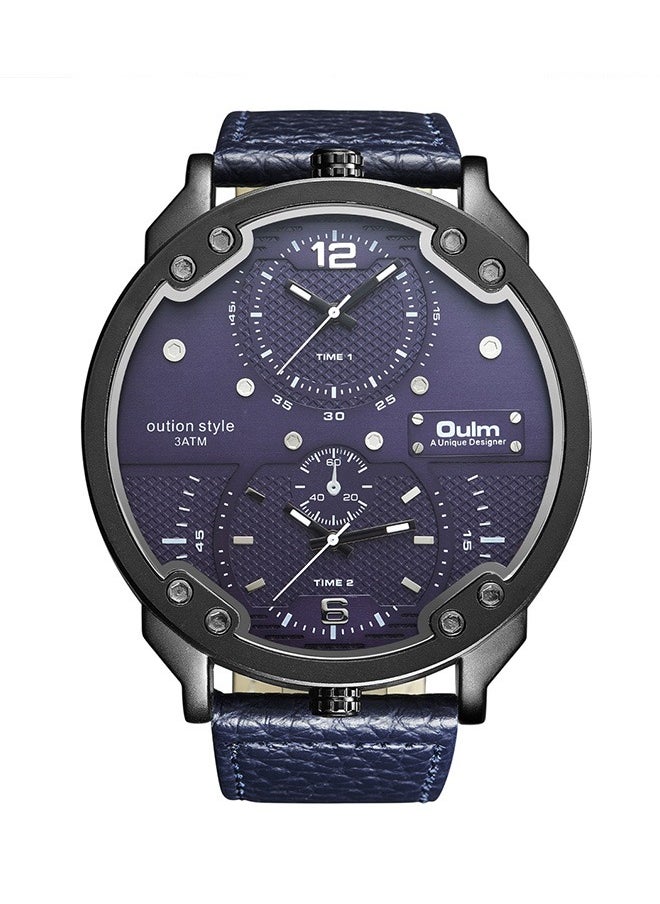 Oulm OULM Men's Multi Time Zone Large Dial Quartz Watch  - Image 1