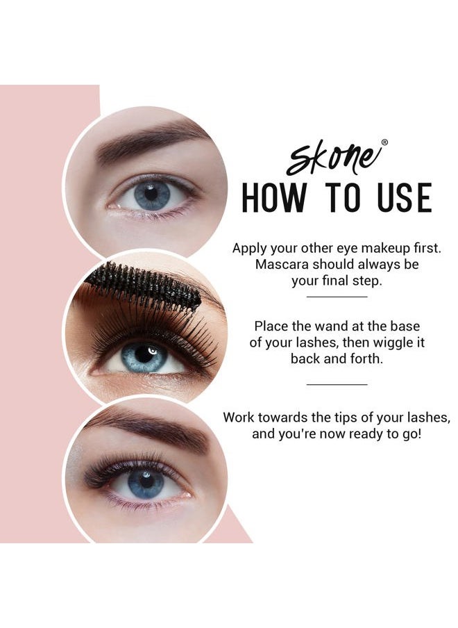 SKONE Cosmetics Insanely Intense Luxe Waterproof Mascara – Black, Smudge-Proof & Long-Lasting – Volumizing & Lengthening for Dramatic Lash Lift & False Lash Effect – Bold Eye Mascara, 0.34 oz  - Image 4