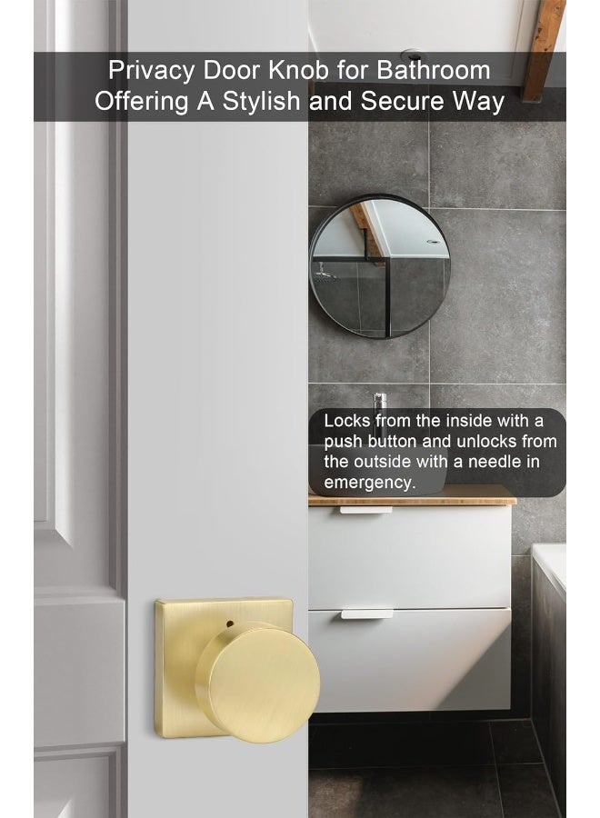 Privacy Gold Interior Door Knob Zinc-Alloy Heavy Duty Interior Door Knob Bedroom Contemporary Brass Door Knob Privacy Brushed Gold Door Knob Interior For Bathroom1 Pack  - Image 1