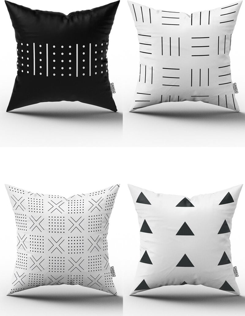 Geometric Set of 4 Digital Printed Throw Pillow Covers 