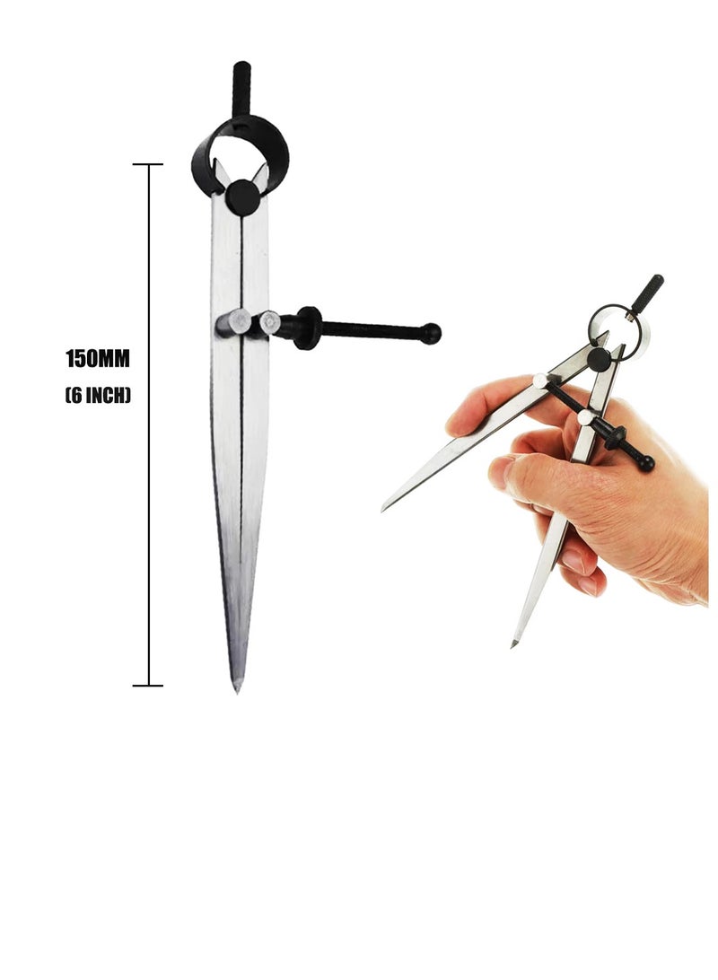 Yakumuz Drawing Compass for Woodworking Compass For Geometry, Yakumuz Large Wing Divider Compass 6” (150mm), Woodworking Compass Metal Drawing Tool for Carpenter - Image 2