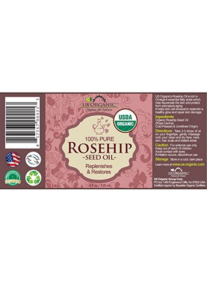 US Organic Rosehip Seed Oil Usda Certified Organic Cold Pressed Virgin Organic Amber Glass Bottle And Glass Eye Dropper For Easy Application 4 Oz (115 Ml) - Image 3