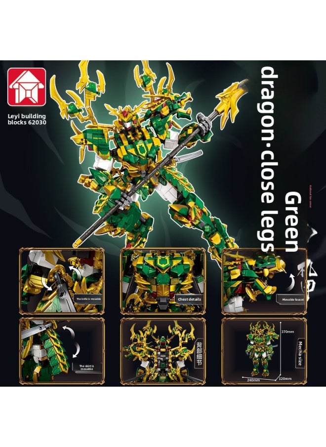 Le Yi Compatible Lego Assembled Blocks Qinglong Guan Yu Fighter Armor Assembled Toy White Tiger Zhao Yun Children's Gift-Color:Zhao Yunlanlong Mecha (652 Particles) 62015