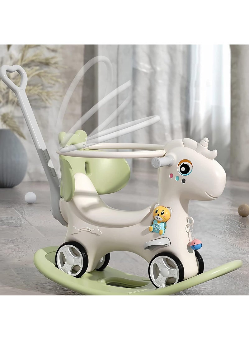 DubaiGallery Battery-Operated Gender Neutral Rocking Horse Toy for 2-Year-Olds with Easy Installation - Green Rocking Horses with Back - Image 4