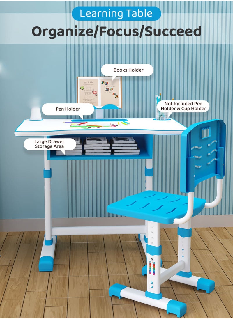 Kids Study Table And Chair Set 70cm Educational Table Children and Toddlers Furniture Activity Playroom Craft and Study Desk Set with Ergonomic Design Safe Construction Ample Storage Ideal for Home Learning Nursery Creativity Growing with your Little Ones