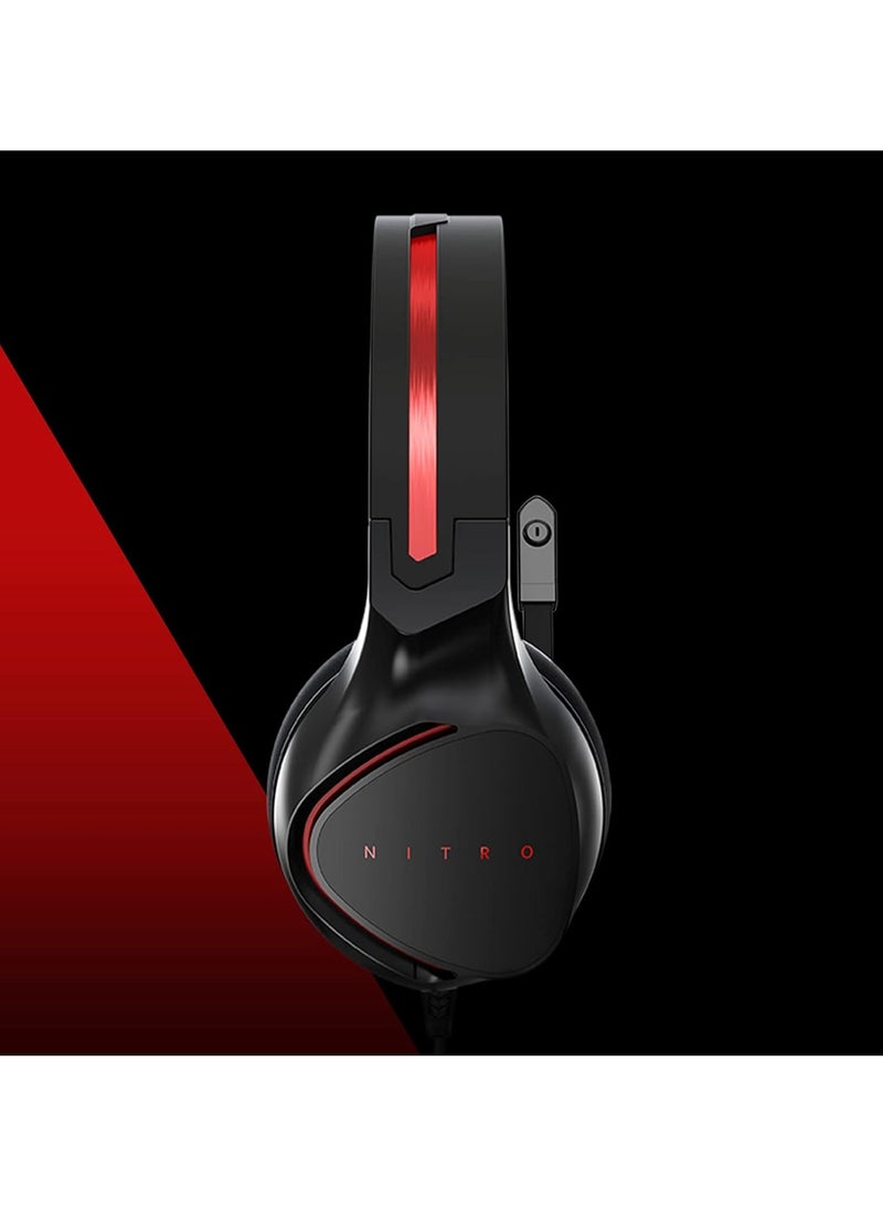 Acer Nitro Gaming Headset with Flexible Omnidirectional Mic, Adjustable Headband