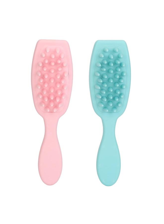 Thoraya 2pcs Hair Scalp Massager Comb Promote Scalp Circulation Long Handle Silicone Shampoo Hair Brush Blue Pink  - Image 1