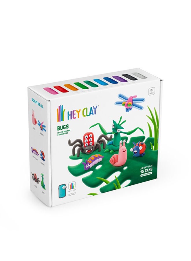 HEY CLAY Bugs Set-Colourful Modeling Kids-Air Dry Clay Kit 15 Cans And Sculpting Tools - Image 3