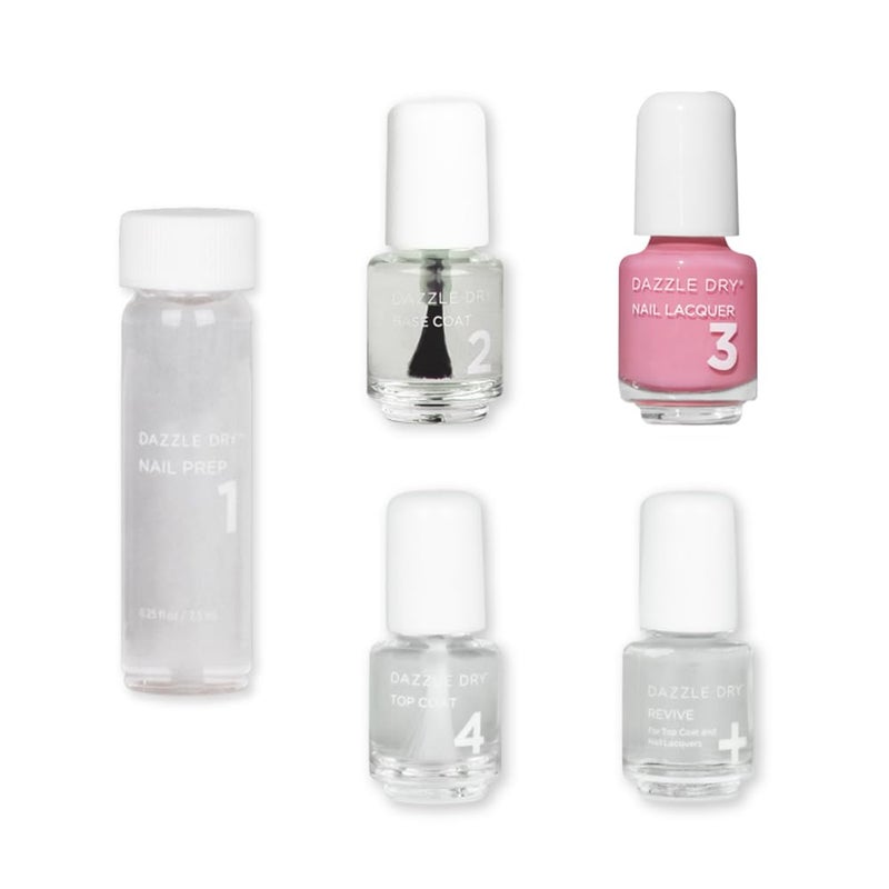 Dazzle Dry Mini Kit 4 Step System - Cherry Parfait, a medium bright pink with raspberry undertones. Full coverage, cream. (5 Piece Kit / 5 Manicures) - Image 1