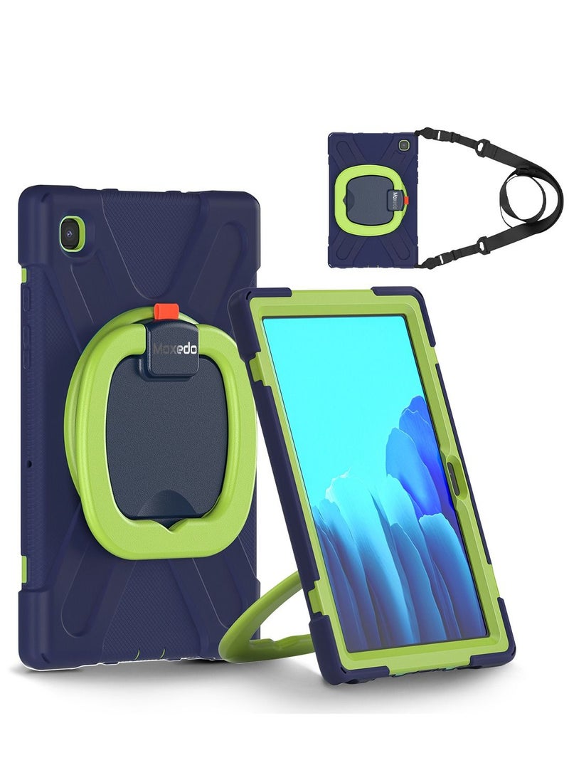 Moxedo - Moxedo Heavy Duty Shockproof Rugged Protective Colorful Case with 360 Rotating Kickstand and Shoulder Strap for Kids Compatible for Samsung Galaxy Tab A7 10.4 Inch (T500/T505) - Navy Blue/Lime - Image 1