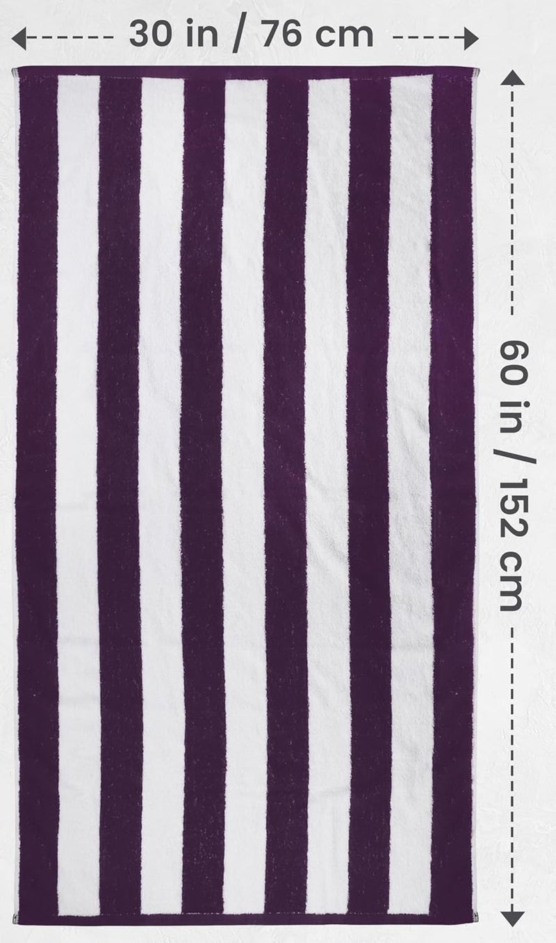 Utopia Towels Utopia Towels Cabana Stripe Beach Towels Plum 30 x 60 Inches 100 Ring Spun Cotton Large Pool Towels Soft and Quick Dry Swim Towels Pack of 4  - Image 2