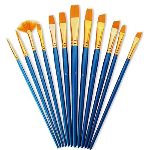 Design Connection Design Connection Artist Set of 12 Blue Nylon Soft Bristles Paint Brushes Ideal for Acrylics,Watercolor & Oil with Brush Bag  - Image 2