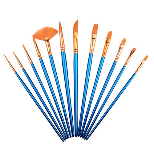 Design Connection Design Connection Artist Set of 12 Blue Nylon Soft Bristles Paint Brushes Ideal for Acrylics,Watercolor & Oil with Brush Bag  - Image 3
