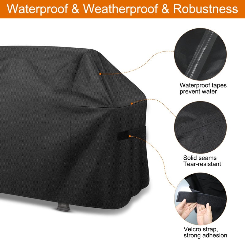 ZHSX Grill Cover,72 inch Heavy Duty Grill Cover for Outdoor Grill,600D Waterproof Anti-UV Fade-Resistant Barbecue Gas Cover with Adjustable Straps for Weber,Genesis,Charbroil and More Grills - Image 5
