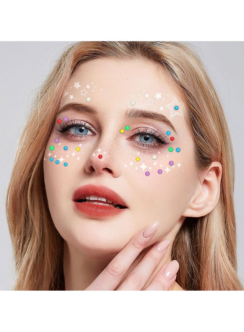 SYOSI 3090PCS Self Adhesive Rhinestone Gem Stickers Bling Jewels Stickers  Colorful Face Gems Pearls Stickers 3/4/5/6mm Hair Gems Stick on Face Stickers for Makeup Kids DIY Craft Card 4 Sizes - Image 2