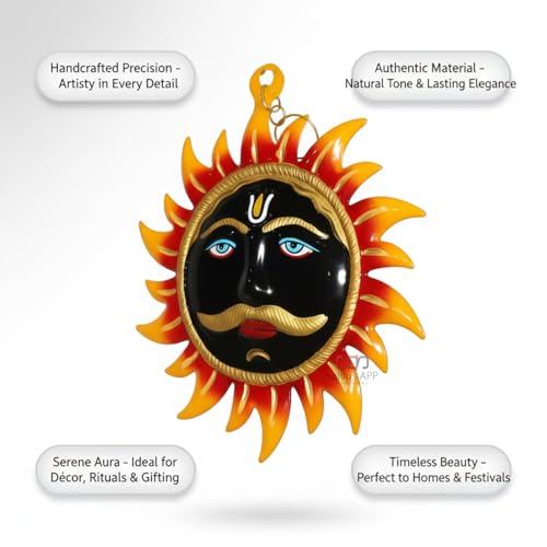 Salvus APP SOLUTIONS Metal Sun Mask Wall Hanging Showpieces: Artistic Décor for Radiant Spaces (6 inch) - Image 4