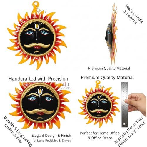 Salvus APP SOLUTIONS Metal Sun Mask Wall Hanging Showpieces: Artistic Décor for Radiant Spaces (6 inch) - Image 5