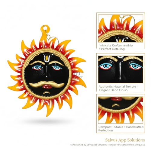 Salvus APP SOLUTIONS Metal Sun Mask Wall Hanging Showpieces: Artistic Décor for Radiant Spaces (6 inch) - Image 3