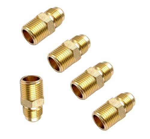 Bumugufu 5Pcs 3/8" NPT x 3/8 Flare Tube Fittings,3/8 Flare to 3/8 Inch Male NPT Brass Pipe Fittings - Image 4