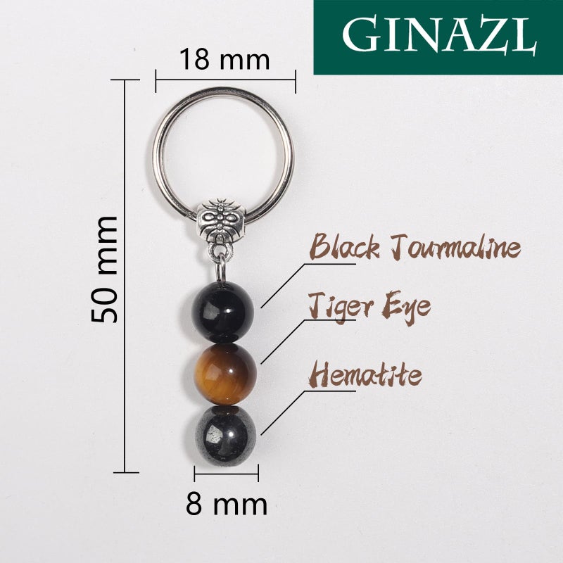 GINAZL Protection Keychain for Women, Protection Crystals Natural Energy Healing Crystal Beaded Keychain Chistmas Valentines day Birthday Gift for Friends Women Men(PT) - Image 2