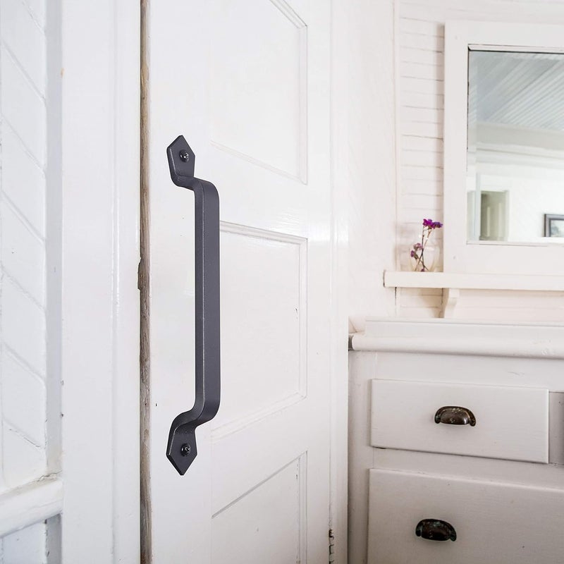 WEBI Rustic Gate Handle:11 Inch Cast Iron Sliding Barn Door Handle,Vintage Long Gate Pull Handle Fence Handle for Outdoor,Garage,Interior,Black,2 Packs - Image 4