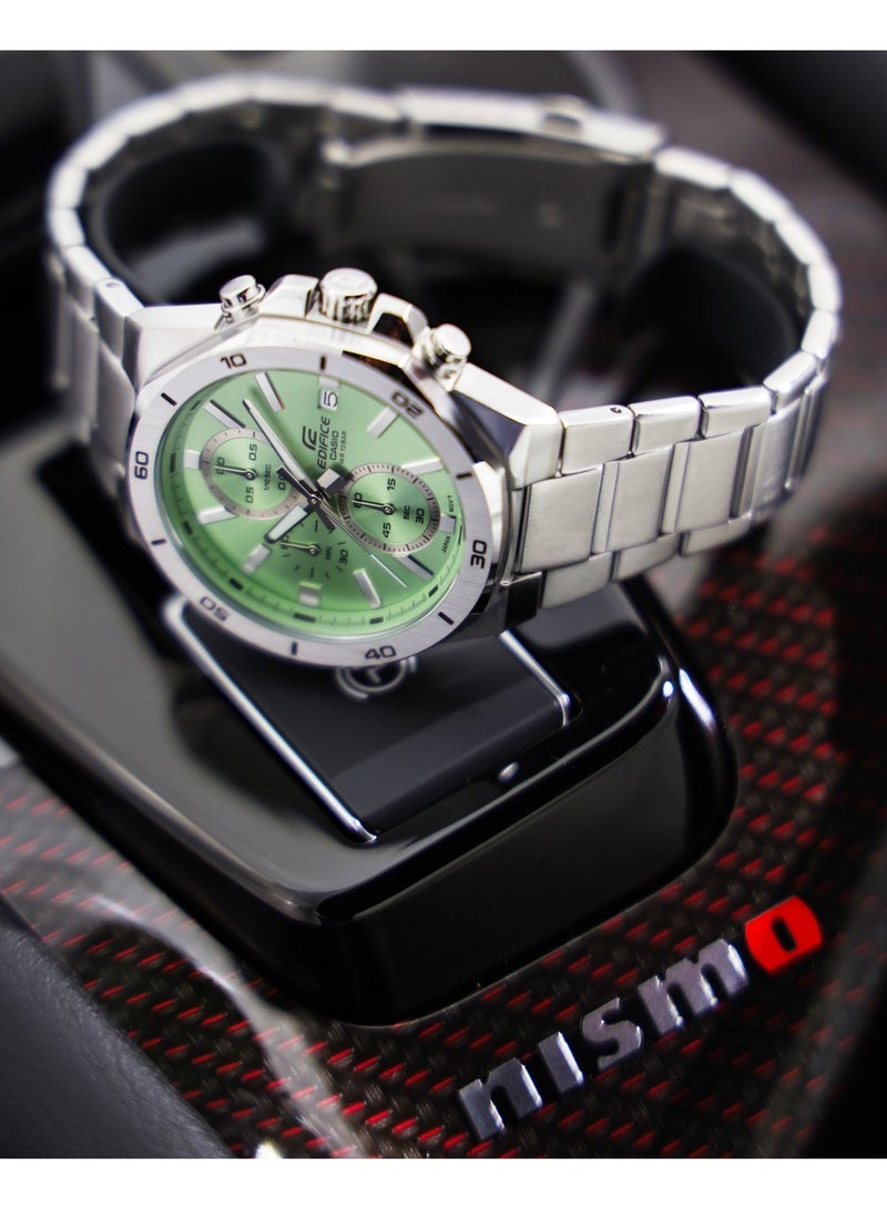 Casio Edifice EFV-640D-3AVUDF Men's Chronograph Watch, Green Dial, Octagonal Bezel, Stainless Steel Band, 100M Water Resistant - Image 3