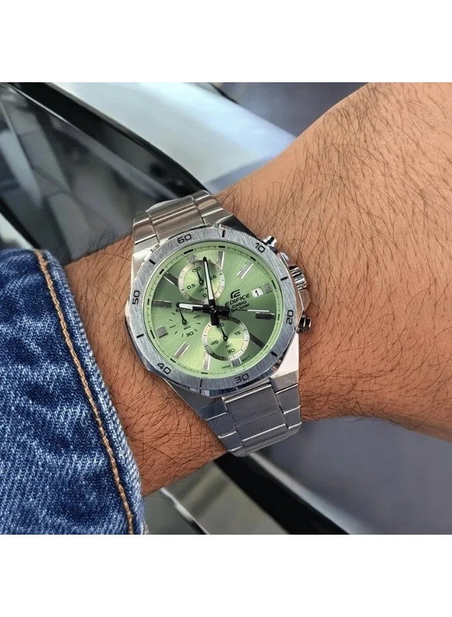 Casio Edifice EFV-640D-3AVUDF Men's Chronograph Watch, Green Dial, Octagonal Bezel, Stainless Steel Band, 100M Water Resistant - Image 5