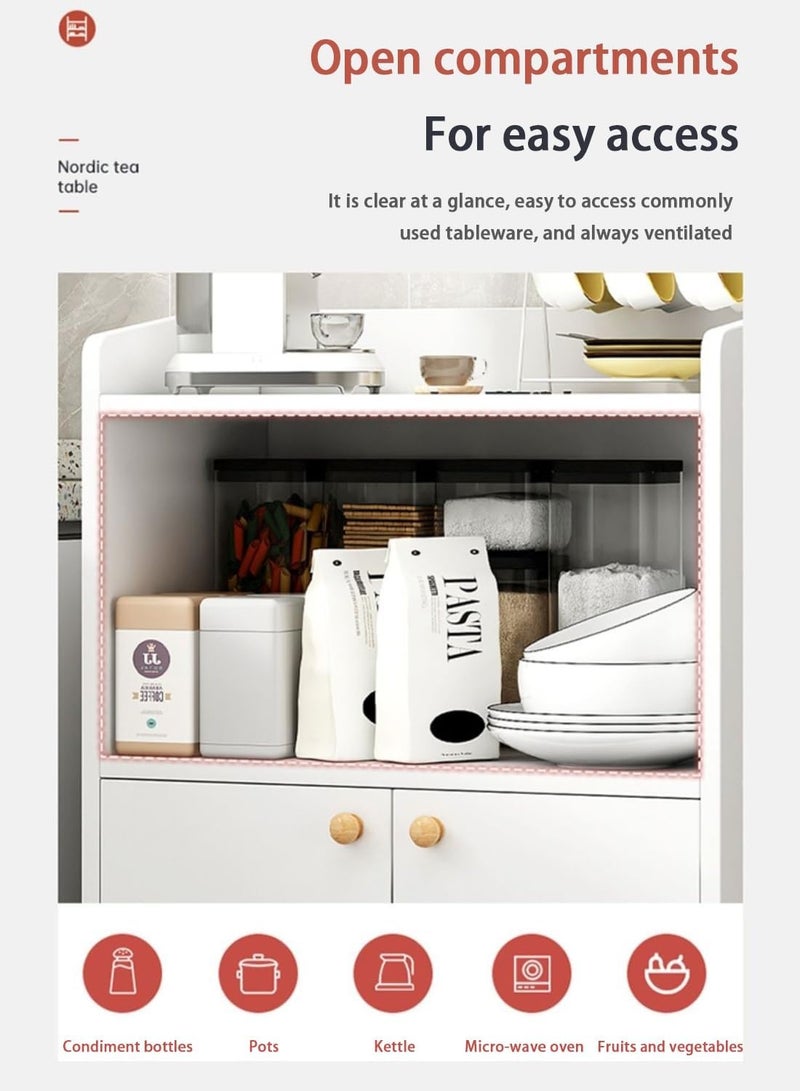 خزانة ركن القهوة البيضاء من ايكيتش، مكتب تخزين البوفيه مع درج، طاولة كونسول للمقهى، غرفة المعيشة، غرفة النوم، المطبخ - 50 × 30 × 80 سم - Image 5