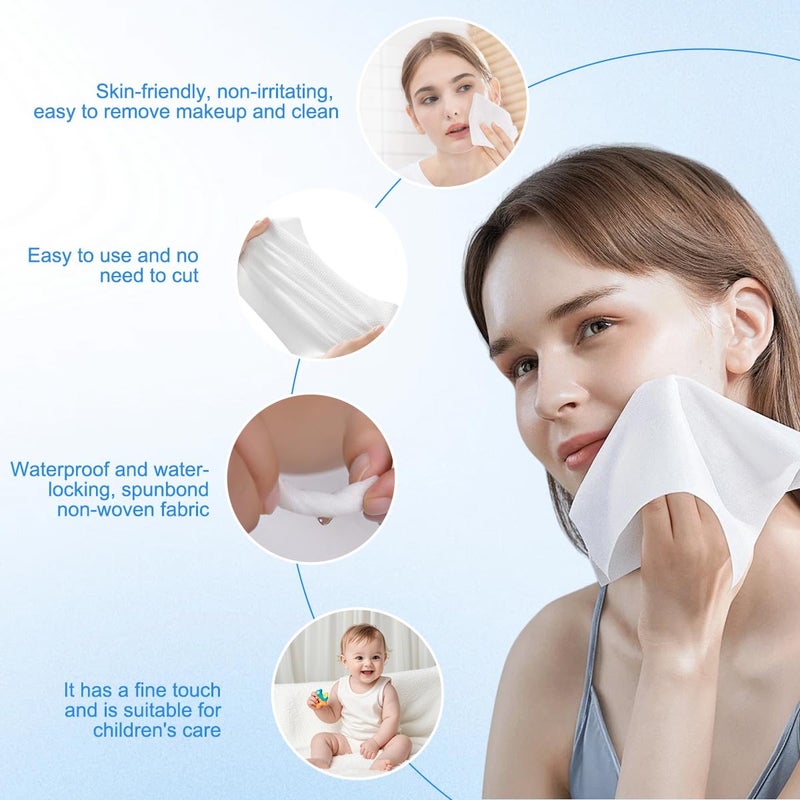erioctry 1 Roll Of Disposable Cleaning Face Towel Non-woven Fabric Disposable Wipers Washcloths Makeup Facial Soft Pads (White) - Image 4