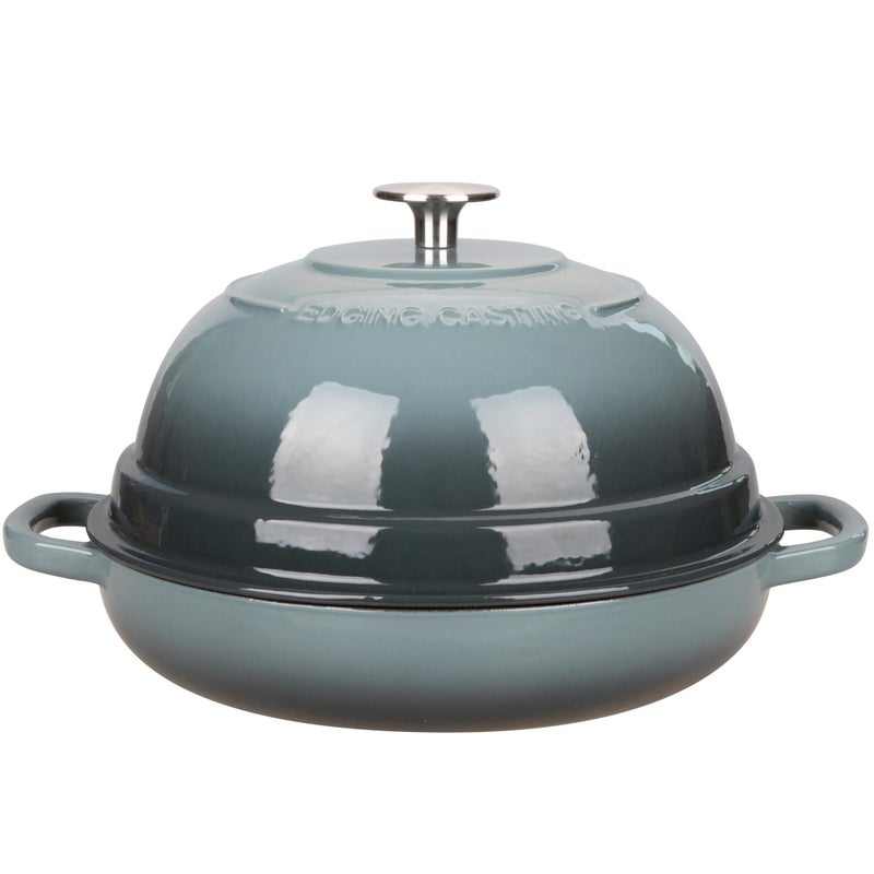 EDGING CASTING Enameled Cast Iron Dutch Oven Pot with Lid Round Bread Oven for Homemade Sourdough Bread Baking 6 Quart Slateblue