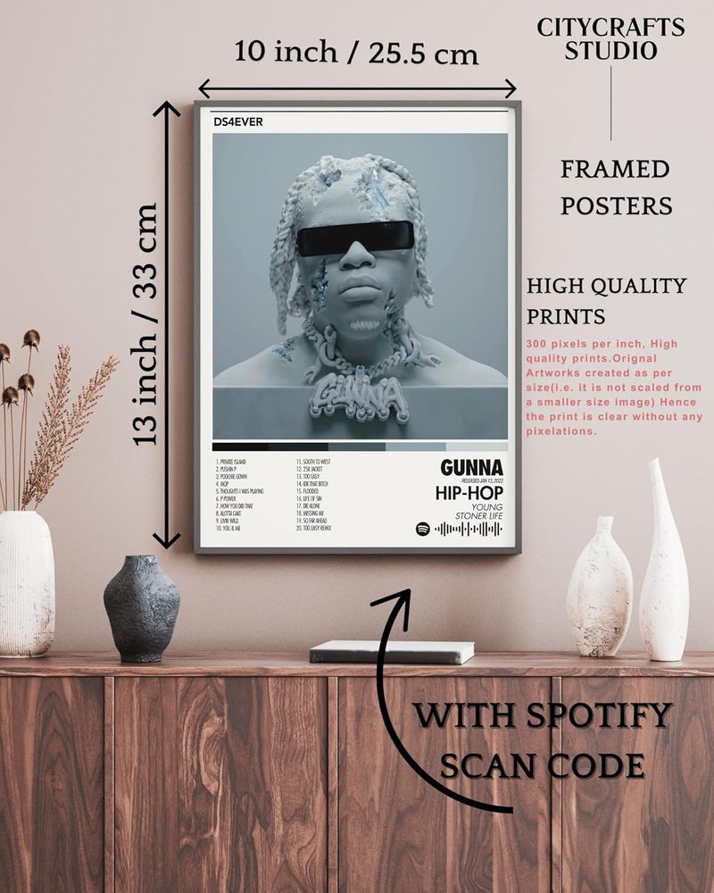 BLINKART BLINKART GunnaDS4 Ever Popular Music Album Songs Hanging Wall ArtWork PhotoFrames 13x10 inch Decor For Home Bedroom Living Room Aesthetics Spotify Song Link QR Code With Your Photo Frame  - Image 4