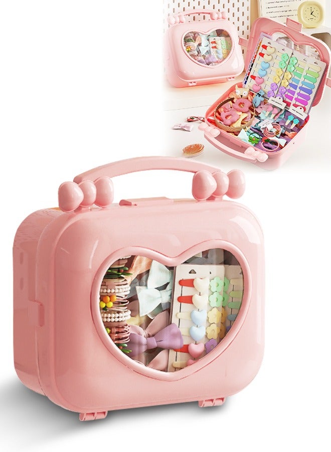 DUNISO Hair Accessories Organizer with Handle, Large Capacity Multipurpose Organizer, Kids Jewelry Storage Box, Plastic Hair Ties Holder, Hair Clips Container with Visualization Window, Headbands Organizer  - Image 1